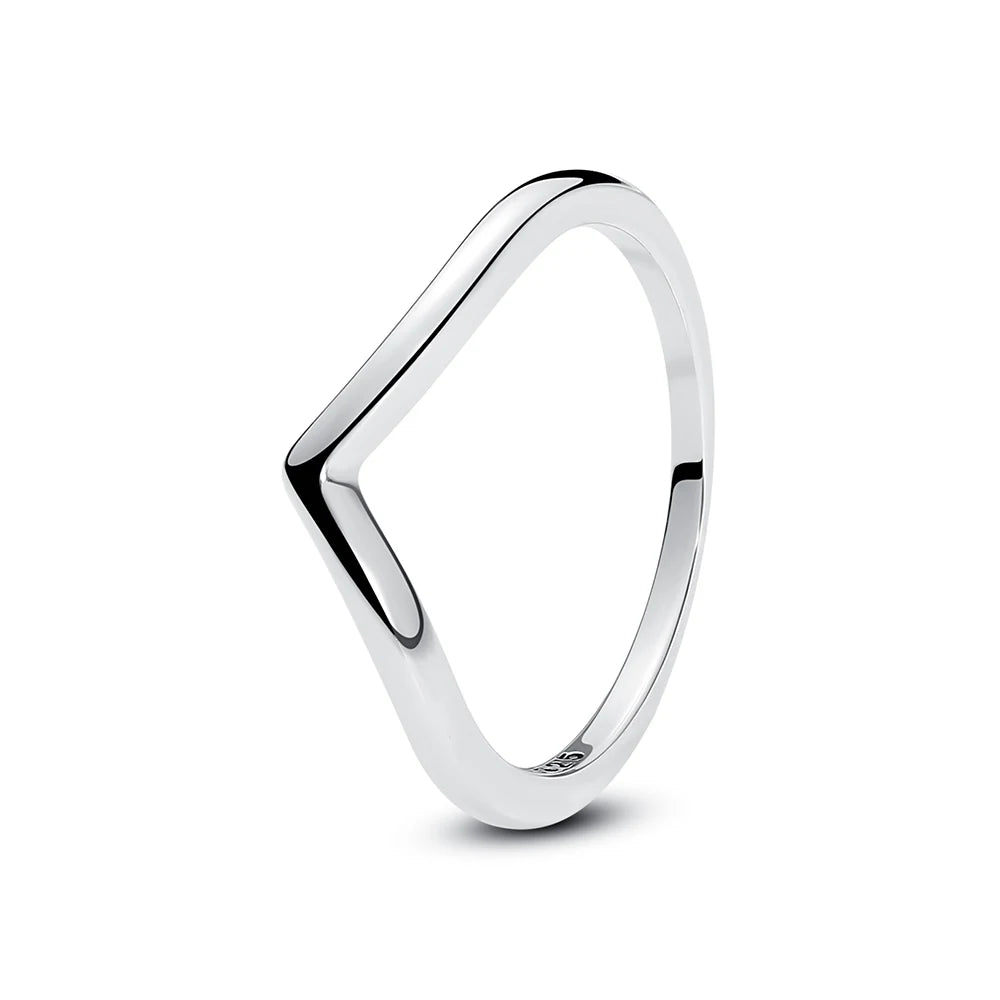 Sterling silver crown love heart wishbone engagement ring with rose gold accents and crystal details, elegant jewelry for women