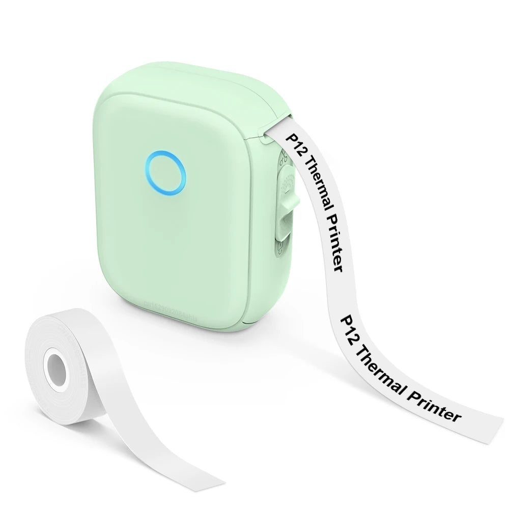 Portable Mini Printer Marklife P12 Thermal Printer Adhesive Sticker Labeling Machine P12 Label Maker or 1PK Continues Label Tape - Acros