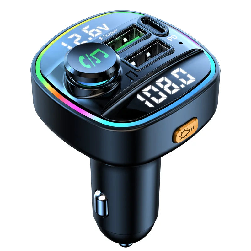 Ansoff Bluetooth 5.0 FM transmitter and MP3 player with USB quick charge adapter for car handsfree radio.