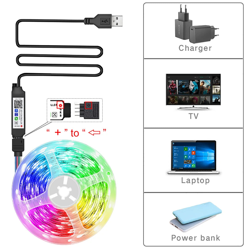 RGB Led Strip Lights 5m 10m 20m 30m Led Room Light with APP Control Flexible Ribbon Luces Led Tape for Room Bedroom Decoration - Acros