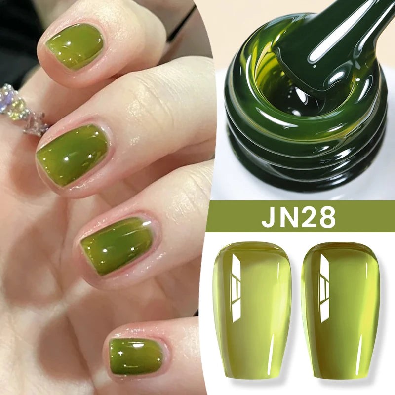 BORN PRETTY Jelly Nude Gel Nail Polish 10ml Light Pink Peach Translucent Color UV Light Cure Gel Varnish Nail Art DIY at Home - Acros