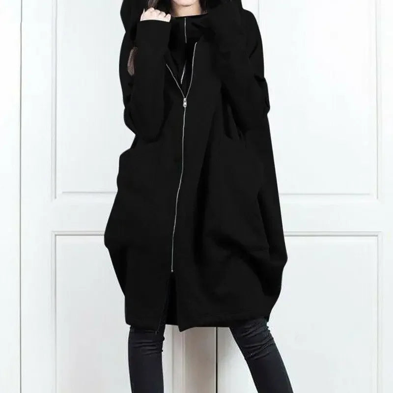 Hoodies Baggy Hooded Sweatshirt for Women Full Zip Up Woman Tops With Zipper New In Loose Harajuku Fashion Outerwears M E Basic - Acros