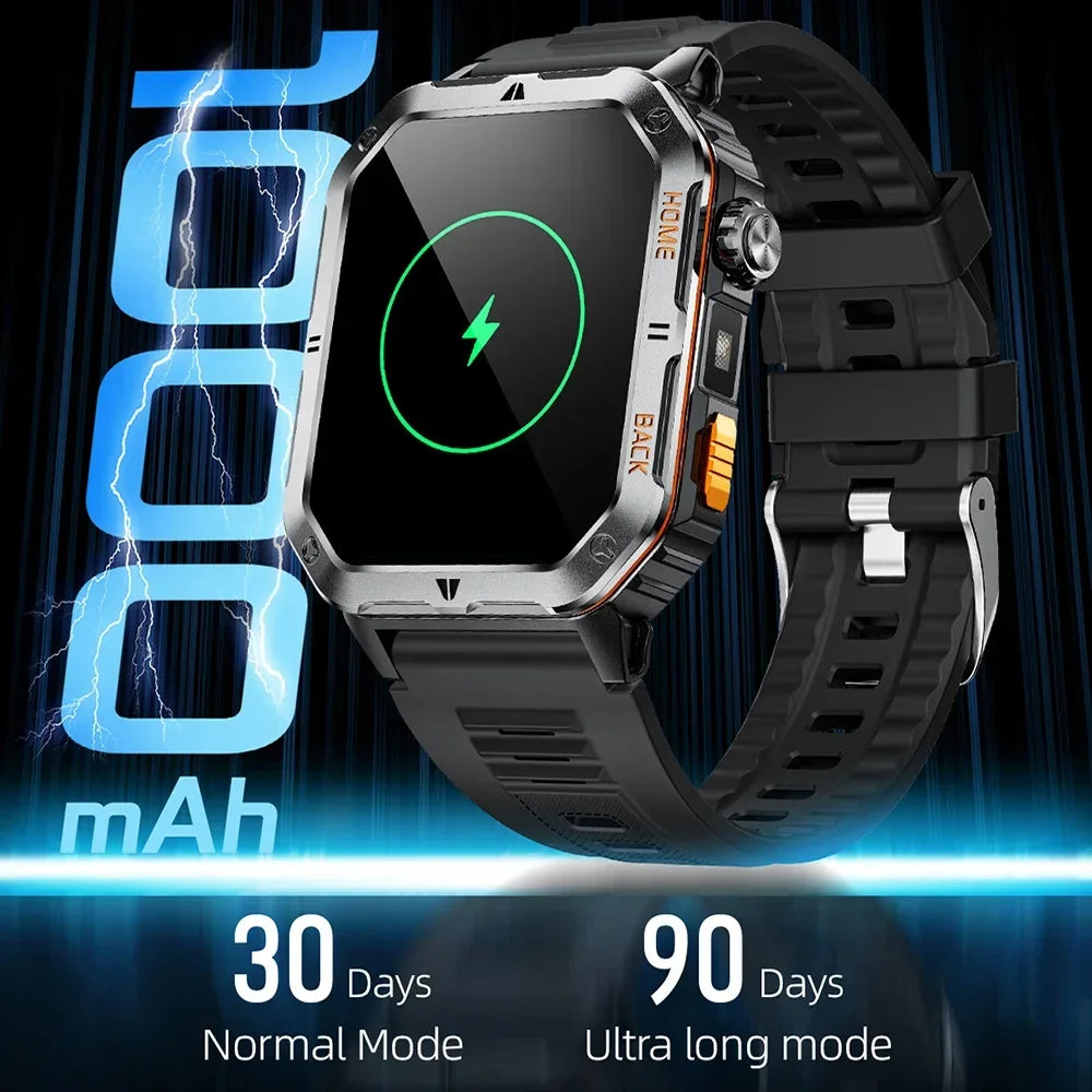 Military 1000mAh Smart Watches for Men 3ATM Waterproof LED Light BT Call Smartwatch Fitness Sports Watch for Woman Android 2026