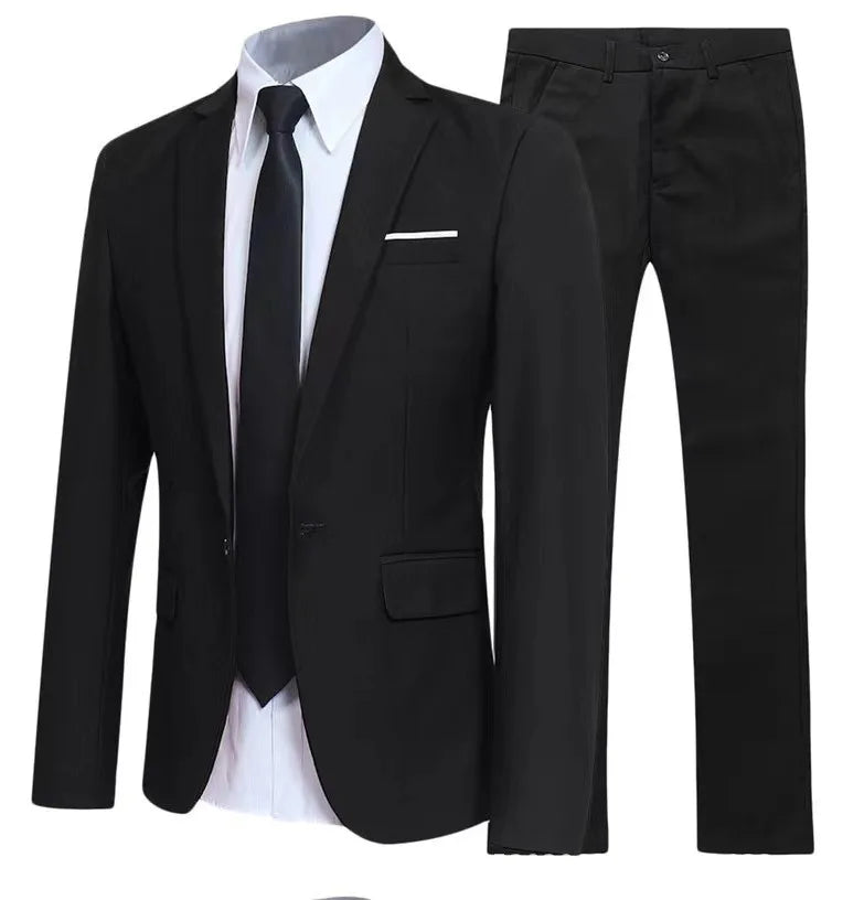Ansoff men's formal suit set including a business casual blazer and matching trousers, ideal for weddings, parties, or office wear.