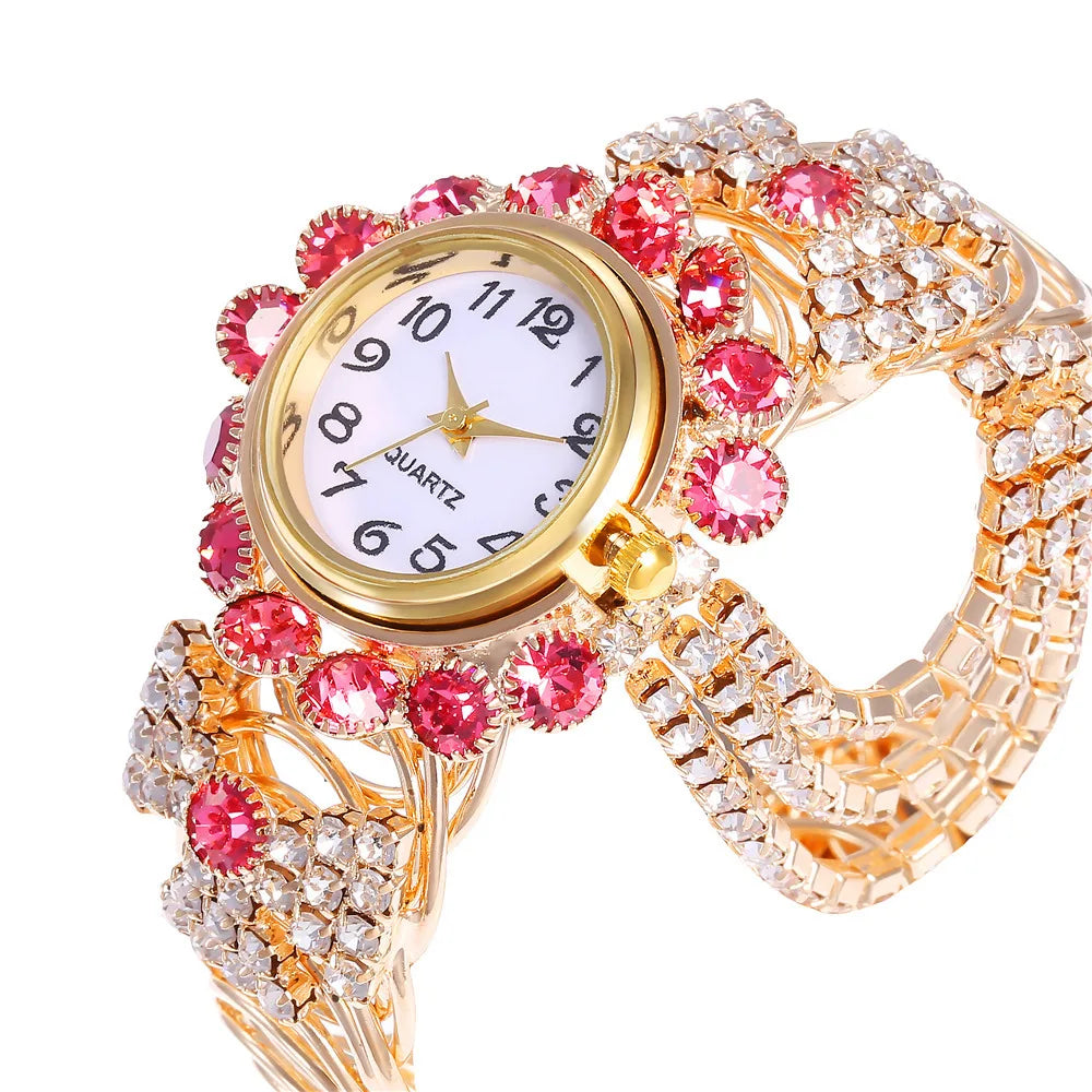 Luxury Women Quartz Wristwatch Fashion Ladies Watches Diamond Rhinestone Alloy Steel Strap Clock Waterproof