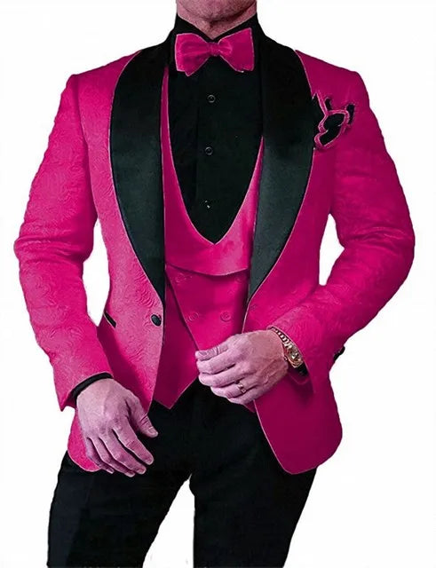 Men's black Italian design wedding suit by Ansoff, 3-piece tuxedo set with jacket, vest, and pants for groom or formal occasions.