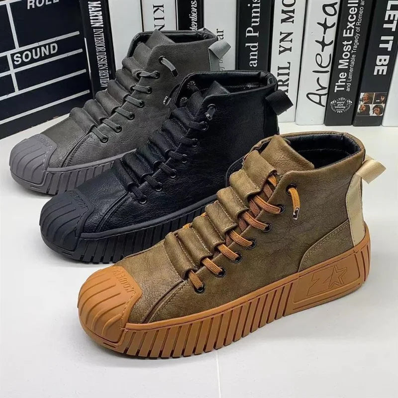 Ansoff men's autumn and winter lace-up casual outdoor boots with high-quality British style design and sturdy sole.