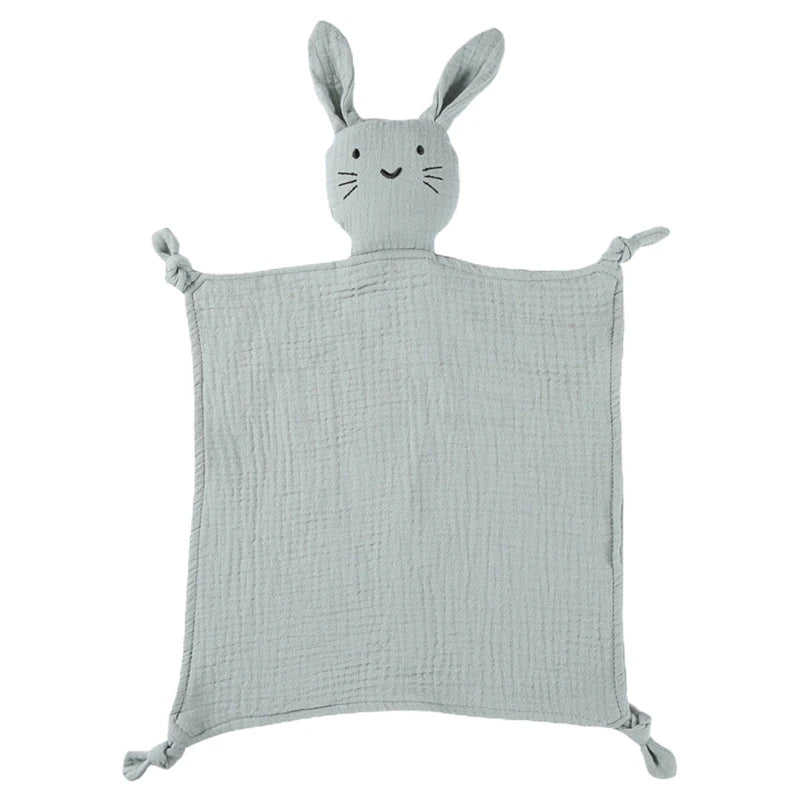 Soft gauze baby soothe blanket with rabbit design by Ansoff, includes bibs, teether, burp cloth, and cuddly comfort for sleeping and cuddling.