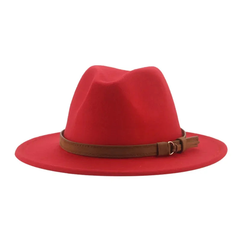 Ansoff wide-brim fedora hat for women and men in khaki and black, featuring a band belt, suitable for formal winter or summer wear.
