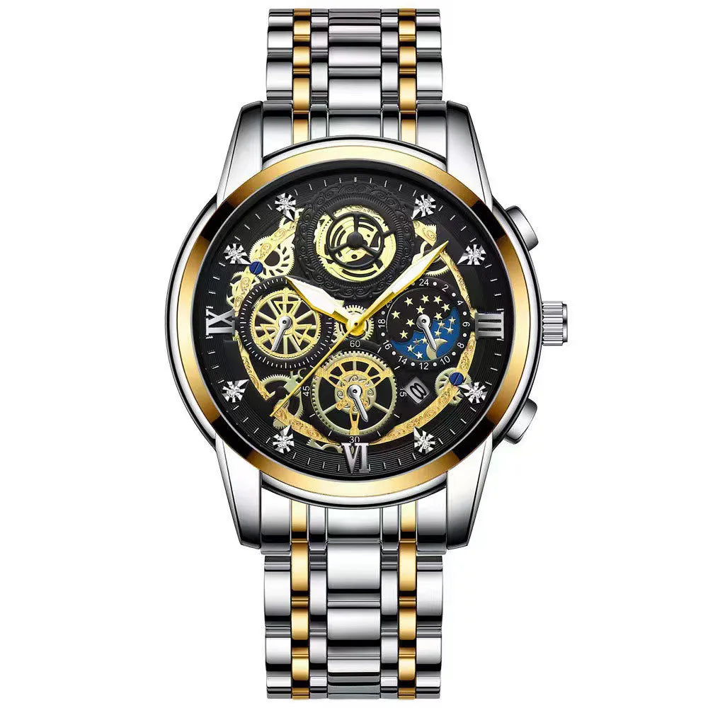 UTHAI Men Watch Business Hollow New Concept Trendy Waterproof Calendar Steel Strip Male Fashion Quartz Clock Wristwatches