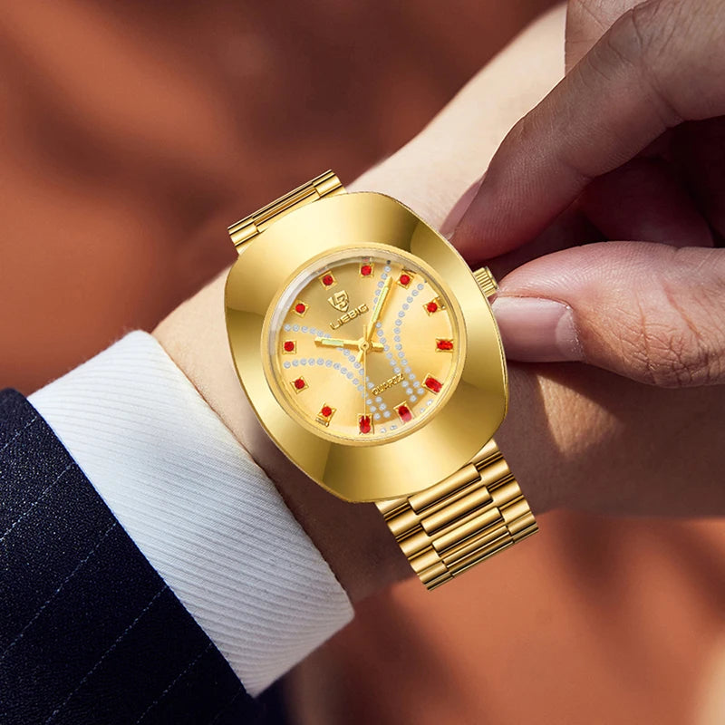 2023 Fashion watches For Men luxury golden Quartz Waterproof All-Steel Wristwatch Relogio Feminino Casual Male Clock L1021 - Acros