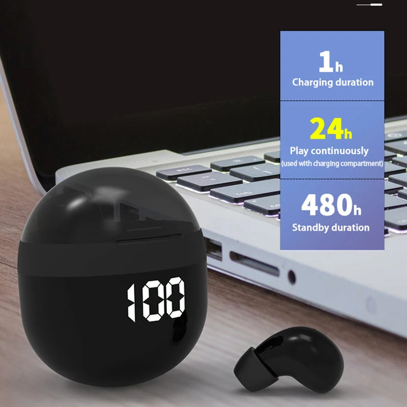Ansoff Invisible TWS mini wireless Bluetooth 5.3 earbuds with microphone and noise reduction, in-ear headset for phone use.