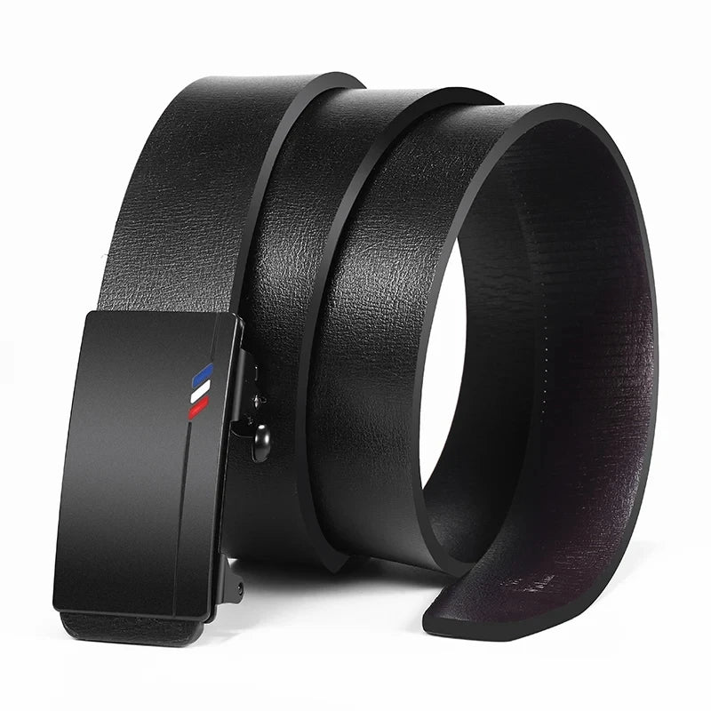 Ansoff men's genuine leather belt with automatic metal buckle, featuring a sleek strap and high-quality craftsmanship.