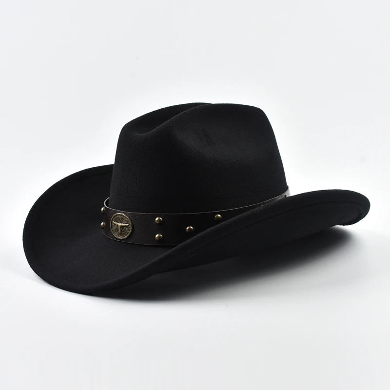 Ansoff vintage western cowboy hat with big edge for men and women, featuring a classic jazz and church cap style.