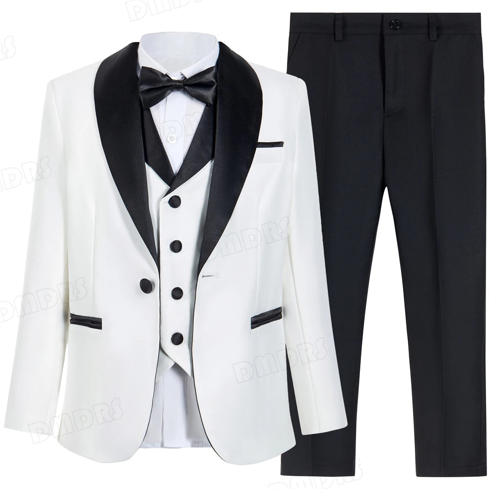 Ansoff boys' slim fit 3-piece suit set with tuxedo blazer, vest, and pants, ideal for formal occasions like weddings and proms.
