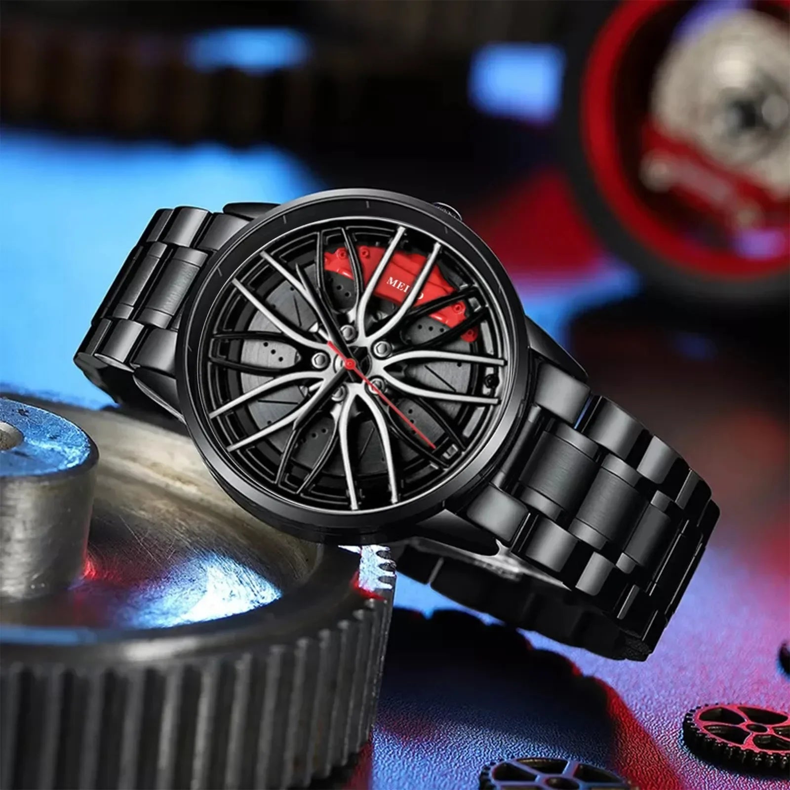 Car Watches For Men,Waterproof Stainless Steel Quartz Wrist Watch Sports Men’s Watches With Car Wheel Rim Hub Design - Acros