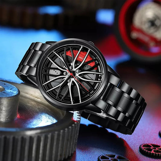 Car Watches For Men,Waterproof Stainless Steel Quartz Wrist Watch Sports Men’s Watches With Car Wheel Rim Hub Design - Acros