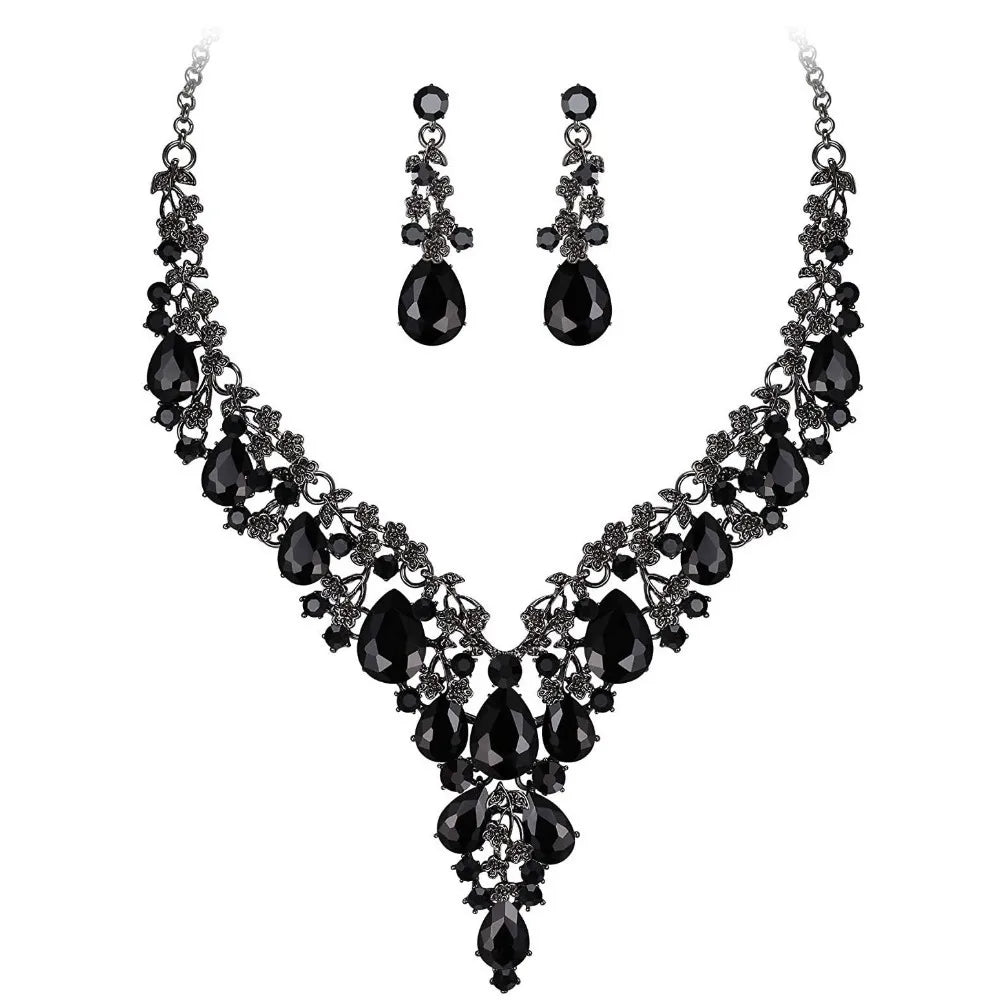 Rhinestone Rhinestone Jewelry Set Shining Luxury Crystal Necklace Earrings Sparkling Formal Bridal Jewelry Set Wedding Ceremony
