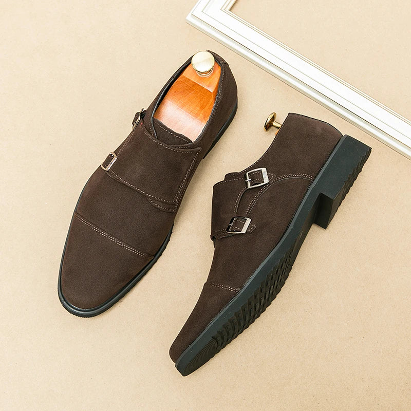 Hot Selling Men's Suede Shoes Europe America Anti-skid Flat Shoes Fashionable Loafers Men's Work Shoes Soft Soled Dress Shoes - Acros