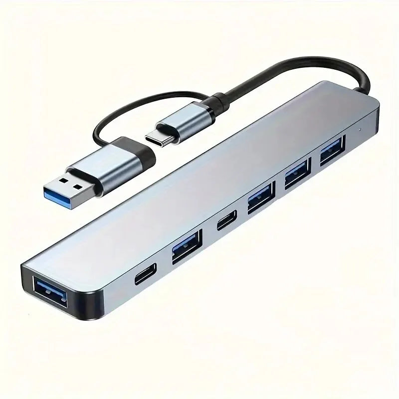 USB C Hub USB Hub 3.0, Aluminum 7 in 1 USB Extender, USB Splitter with USB 3.0, 4 X USB 2.0 and 2 USB C Ports USB Distributor - Acros