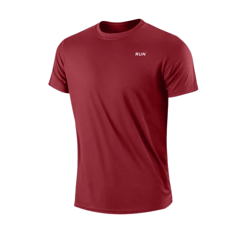 Men's Quick Dry Short Sleeve Gym Running Moisture Wicking Round Neck T-Shirt Training Exercise Gym Sport Shirt Tops Lightweight - Acros