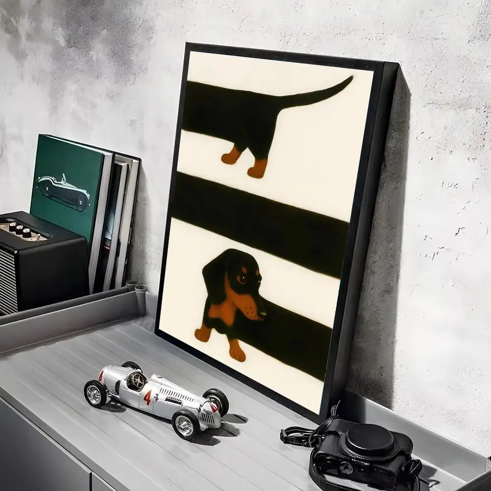 Artistic Dachshund Poster HD Art Mural Waterproof Wall Decor Durable DIY Home Decoration for Living Room Bedroom