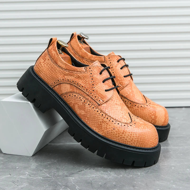Ansoff men's luxury brogues with thick soles, elegant designer-style shoes perfect for weddings and formal events.