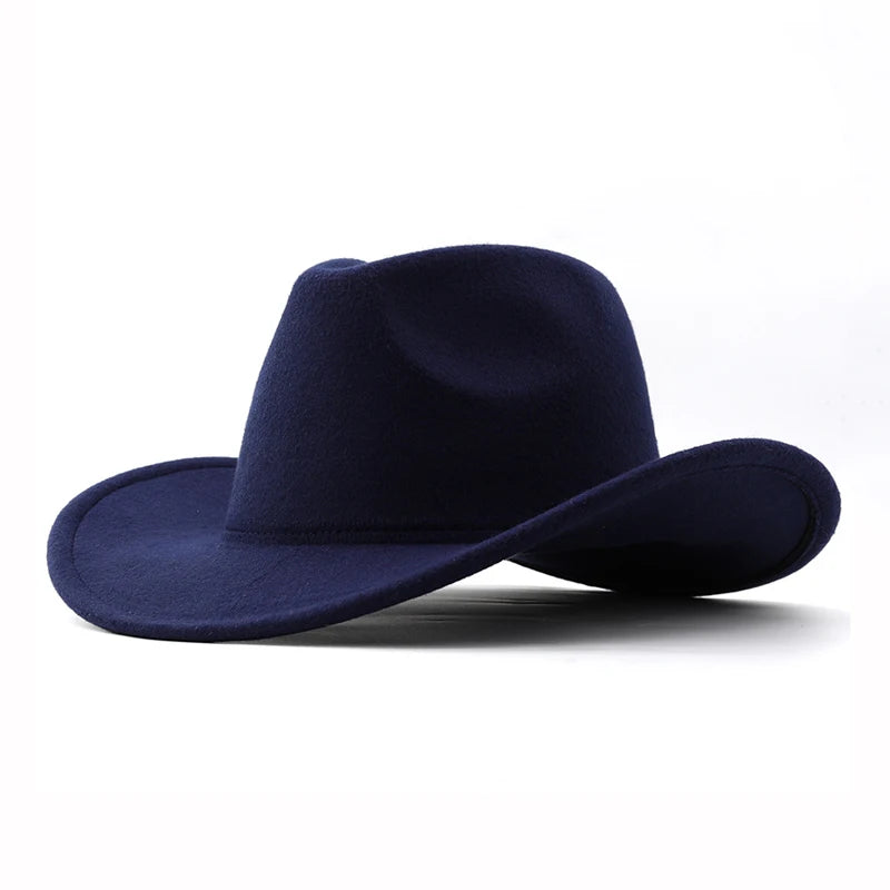 Unisex western cowboy hat by Ansoff with vintage roll brim, felt jazz style, ideal for cowboy parties and Western-themed events.