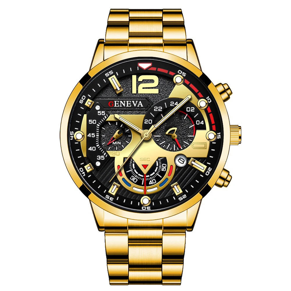 Ansoff men's stainless steel band analog quartz wristwatch with calendar display, stylish and functional for everyday wear.