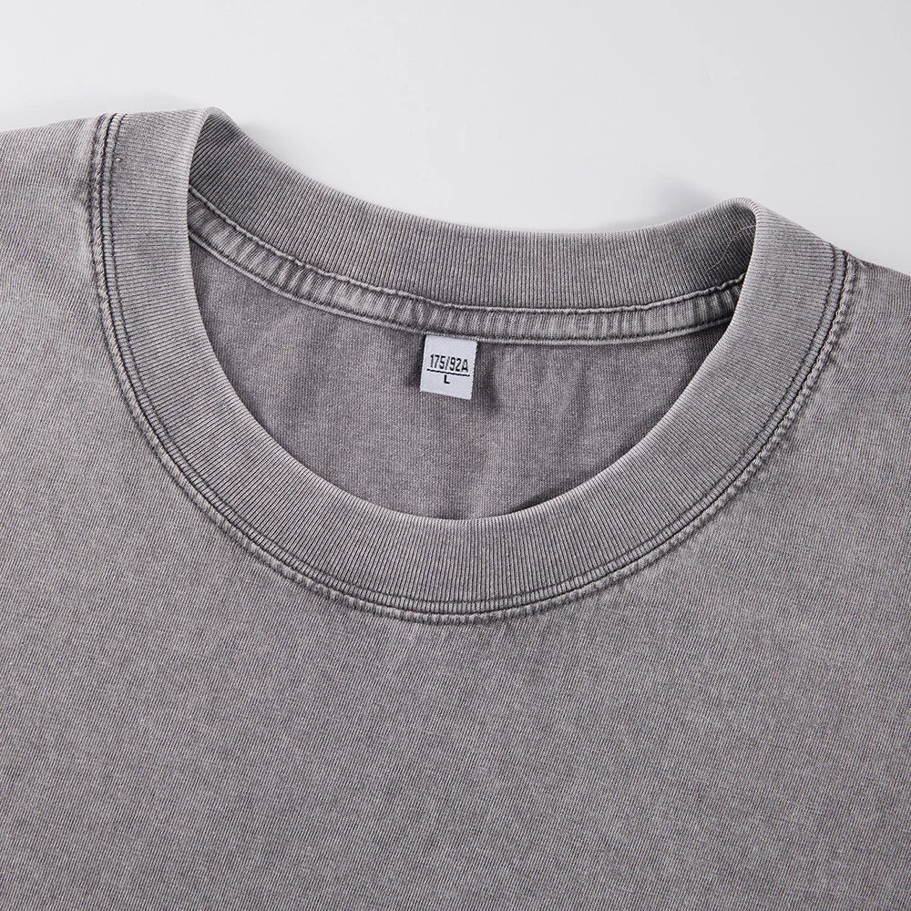 Mens oversized washed cotton sports letter jersey print T-shirt with short sleeves and O-neck, casual summer tops by Ansoff.