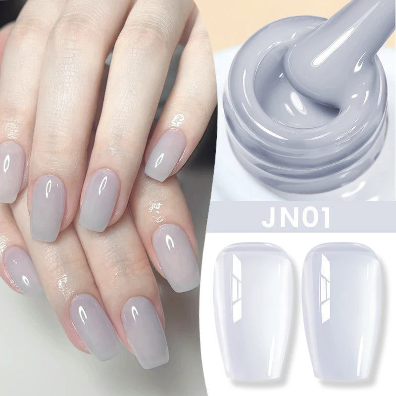 BORN PRETTY Jelly Nude Gel Nail Polish 10ml Light Pink Peach Translucent Color UV Light Cure Gel Varnish Nail Art DIY at Home - Acros