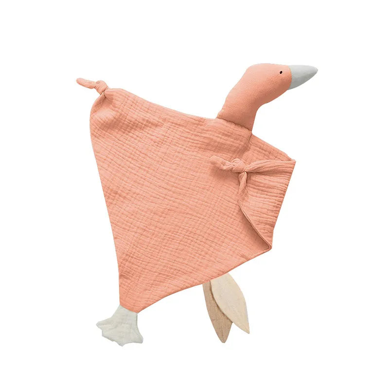 Ansoff baby security blanket made of soft cotton muslin, featuring a plush stuffed animal for newborns' comfort and soothing sleep.