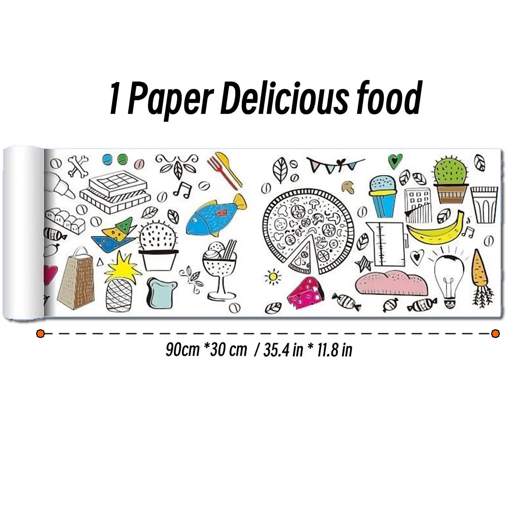 90cm Animal Canvas Children's Drawing Roll DIY Coloring Paper Roll Color Filling Graffiti Paper-cut Painting Educational School