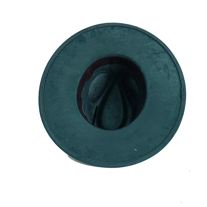 Ansoff Malachite Green suede fedora hat with wide brim for men and women, perfect for autumn and winter fashion.