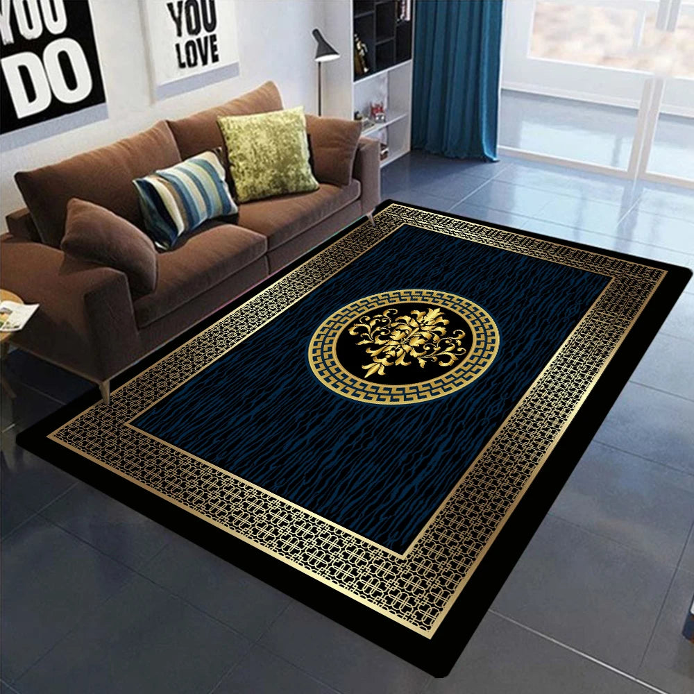Gold Black Geometric Carpets Nordic Luxury Living Room Rugs for Bedroom Sofa Table Beside Large Area Rug Home Decor Mats Tapete
