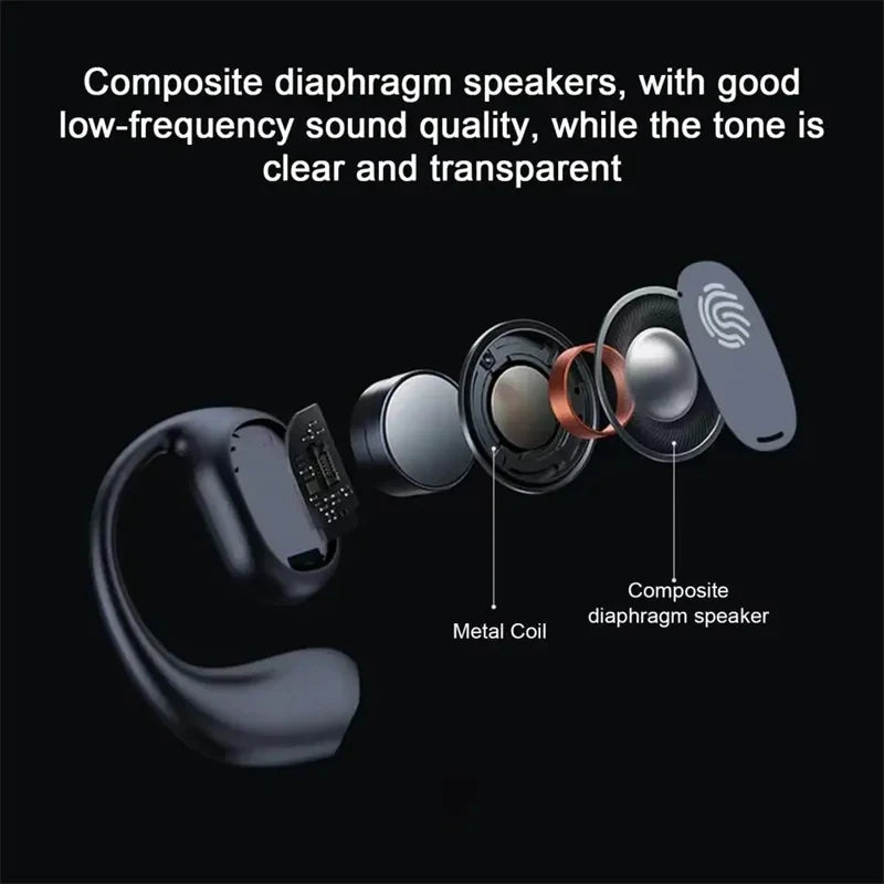 Ansoff wireless Bluetooth headphones with microphone, noise-canceling earphones, and bone conduction design for handsfree calling.