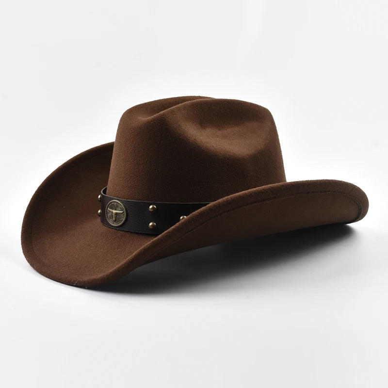 Vintage Western cowboy hat by Ansoff, unisex big-edge jazz cloche cap with western style for men and women
