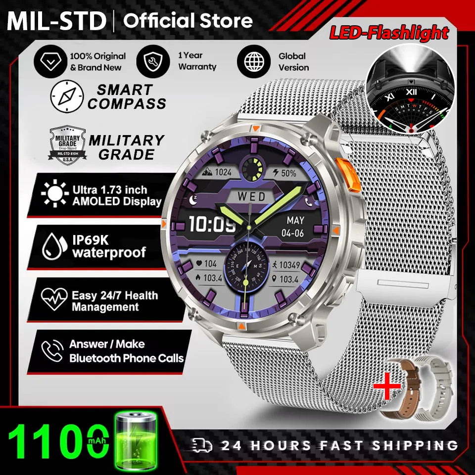 New T-Rex3 Ultra 1100mAh Battery Smart Watch GPS Track Compass IP69K Waterproof Sports tracker Outdoors Military Smartwatches - Acros