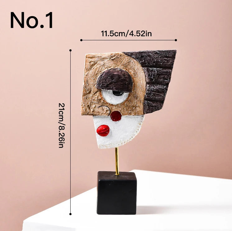Creative Abstract Face Statue Home Decoration Modern Nordic Style Resin Art Sculpture Crafts Desktop Decors Ornaments