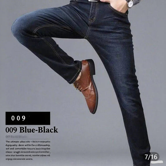 2025New JEAN Business Men's Jeans Casual Straight Fashion Classic Blue Black Work Denim Trousers Male Brand Clothing