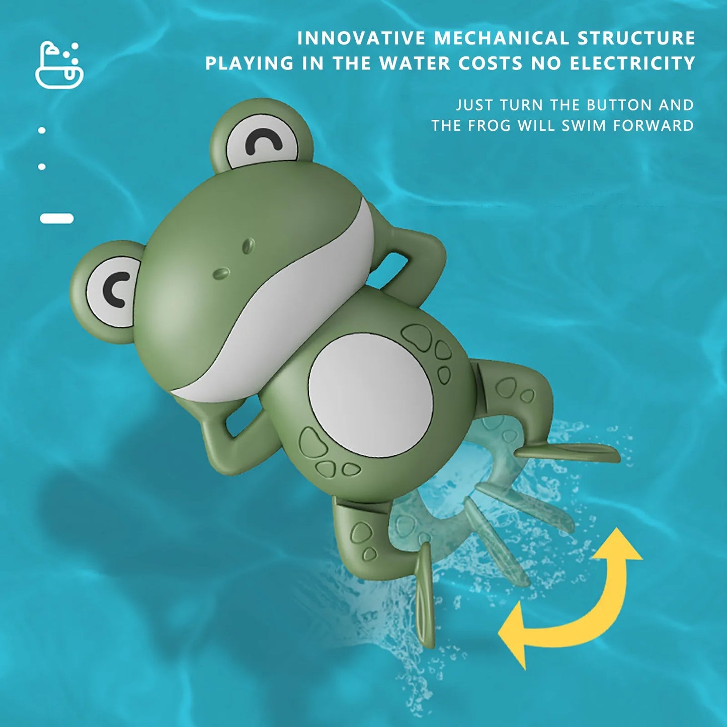 Cute frog-shaped bath toy for children by Ansoff, designed for babies to enjoy swimming and bath time fun.