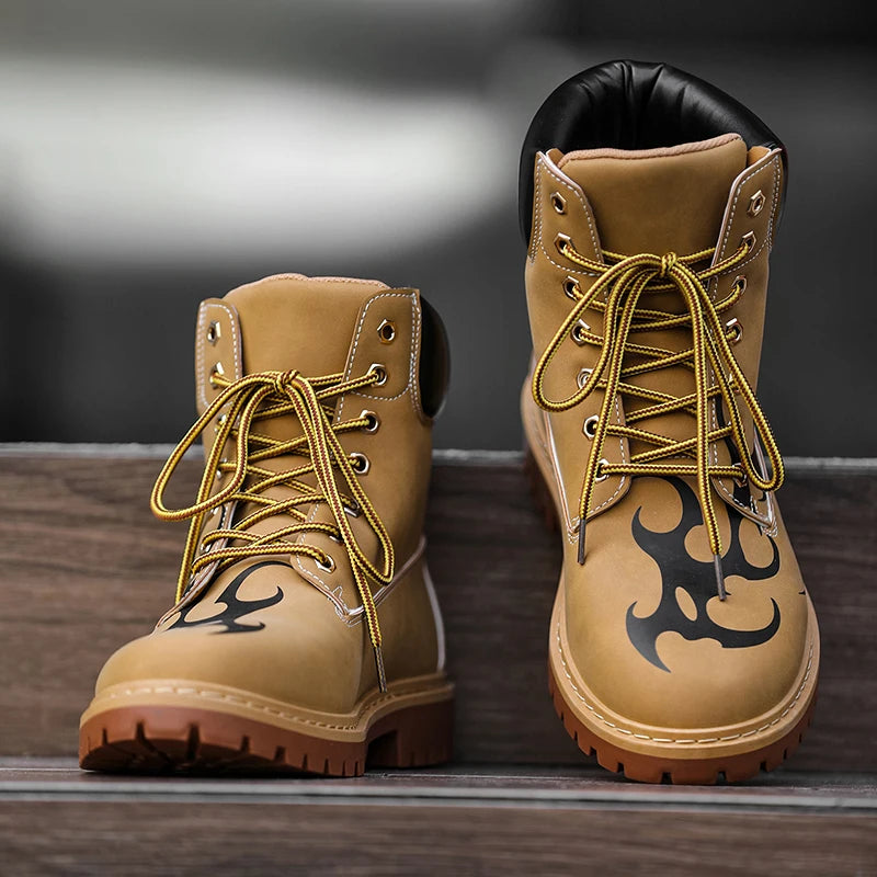 Ansoff men's British style leather ankle boots with motorcycle-inspired design, high-quality unisex fashion footwear.