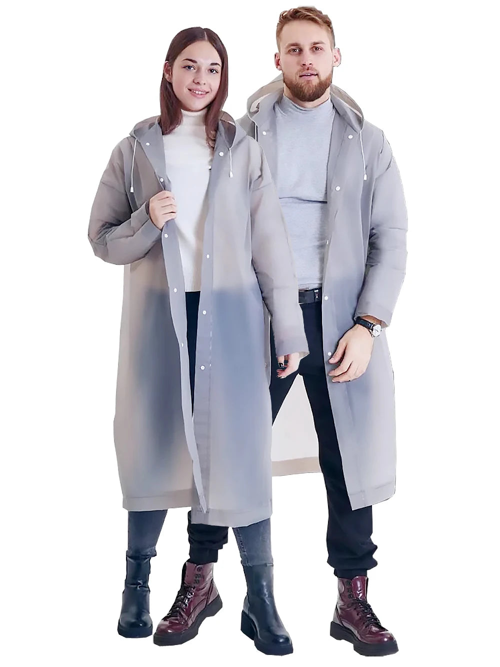 Thick drawstring EVA raincoat, outdoor travel and fishing raincoat, portable long waterproof one-piece raincoat