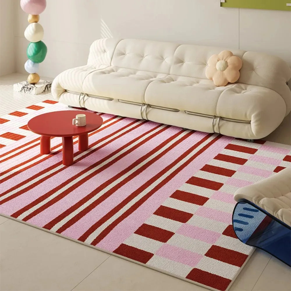 Color Block Rug, Geometric Non-Slip Carpet , Modern Floor Mat for Living Room Sofa Bedroom High Traffic Areas Entrance