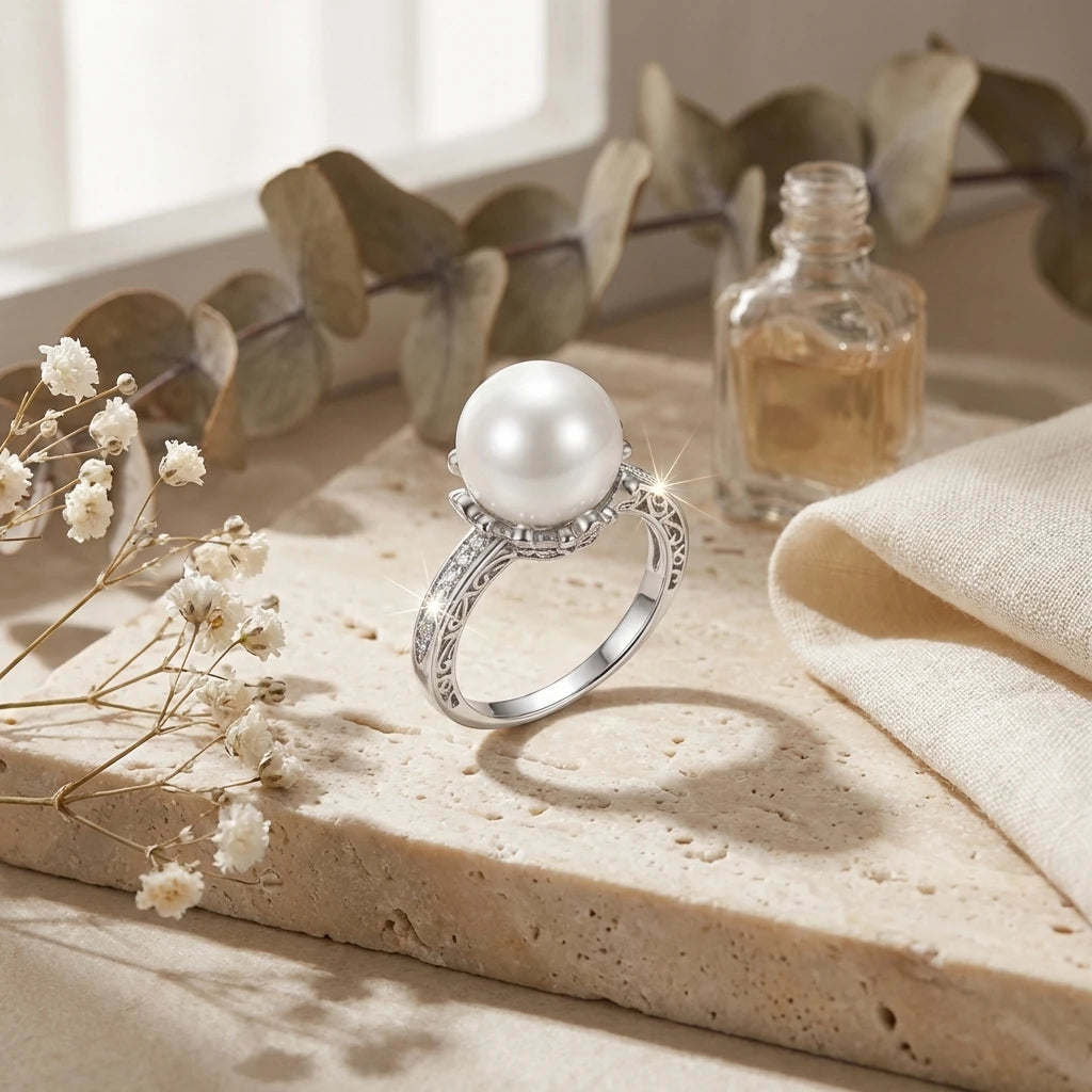 Elegant Retro Pearl Ring for Women Fashionable Luxury Daily Commute Accessory Suitable for Dates Parties Weddings Jewelry Gift