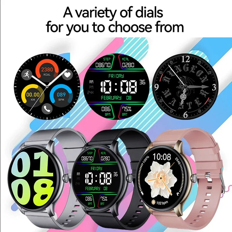 Ansoff men's and women's smartwatch with fitness tracker, blood pressure monitor, Bluetooth call, digital display, sport design
