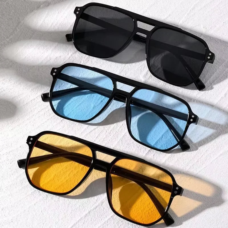 Vintage Men Women Big Sunglasses Men Square Shades Brand Designer Unisex Sun Glasses Black Lense Male Female Sunglasses UV400 - Acros