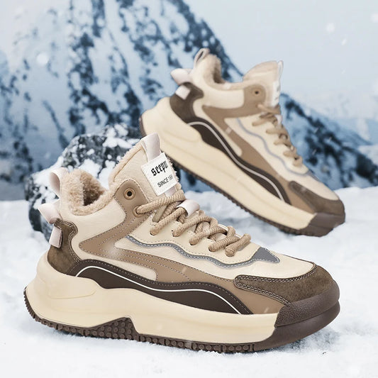 Men's Ansoff winter tooling boots with round toe, non-slip sole, cotton lining, ankle height, and rugged outdoor design.