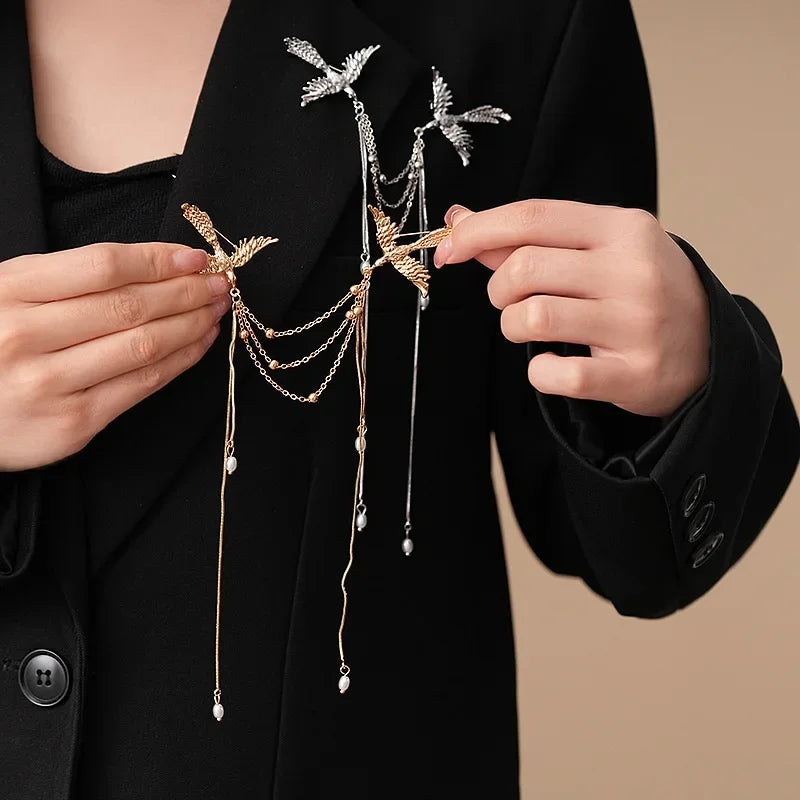 Fire Phoenix Phoenix Brooch Pins Delicate Long Fringe Brooches for Women Men Animal Bird Corsage Clothes Bags Party Accessories