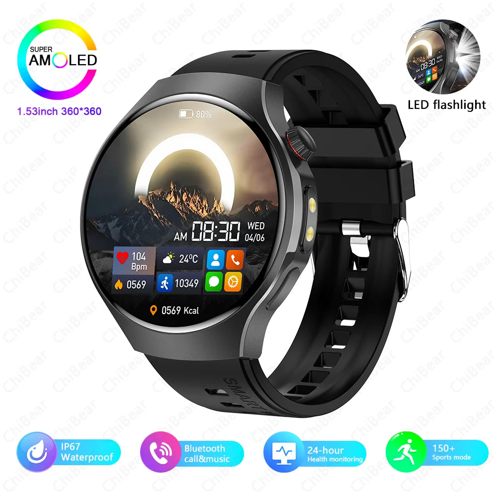 2025 Watch 5 PRO Smart Watch Men LED Flashlight 150+Sports Fitness Track Heart Rate Bluetooth Call Smartwatch Man Watch 5 PRO